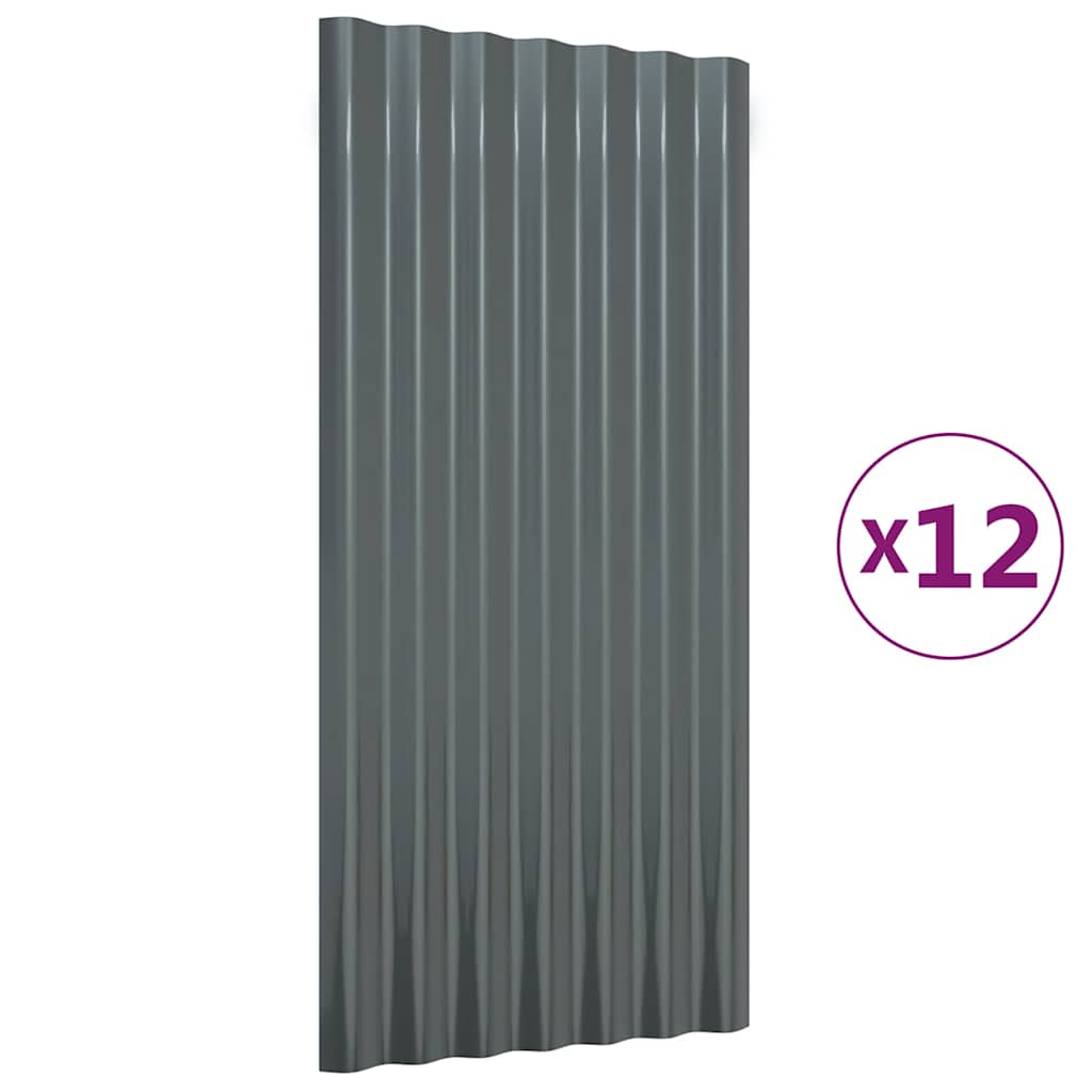 12 db antracitszürke horganyzott acél tetőpanel 80x36 cm