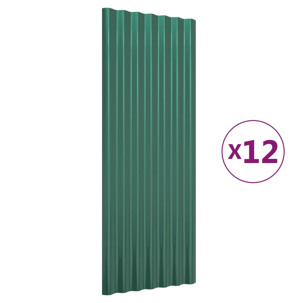 12 db zöld horganyzott acél tetőpanel 100 x 36 cm