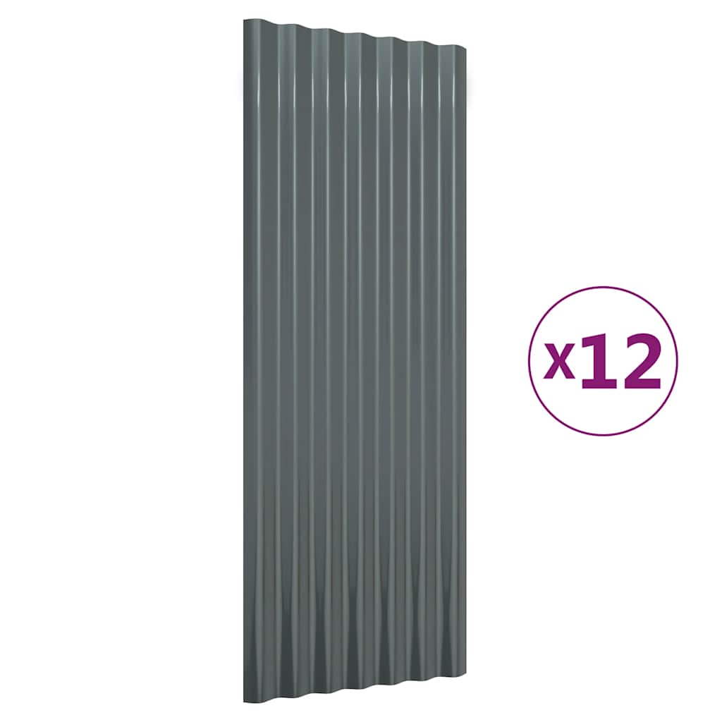 12 db antracitszürke horganyzott acél tetőpanel 100 x 36 cm