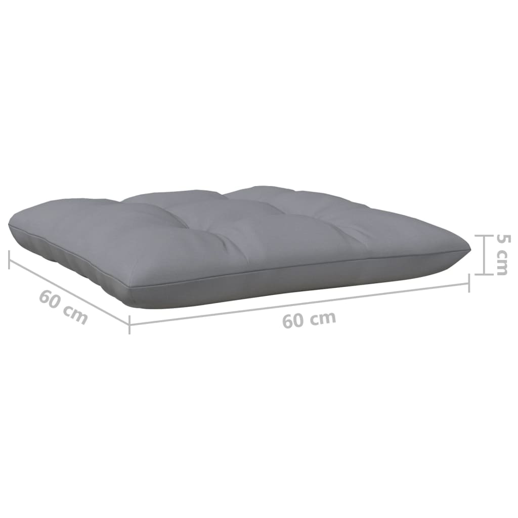 3 részes fenyőfa kerti ülőgarnitúra szürke párnákkal