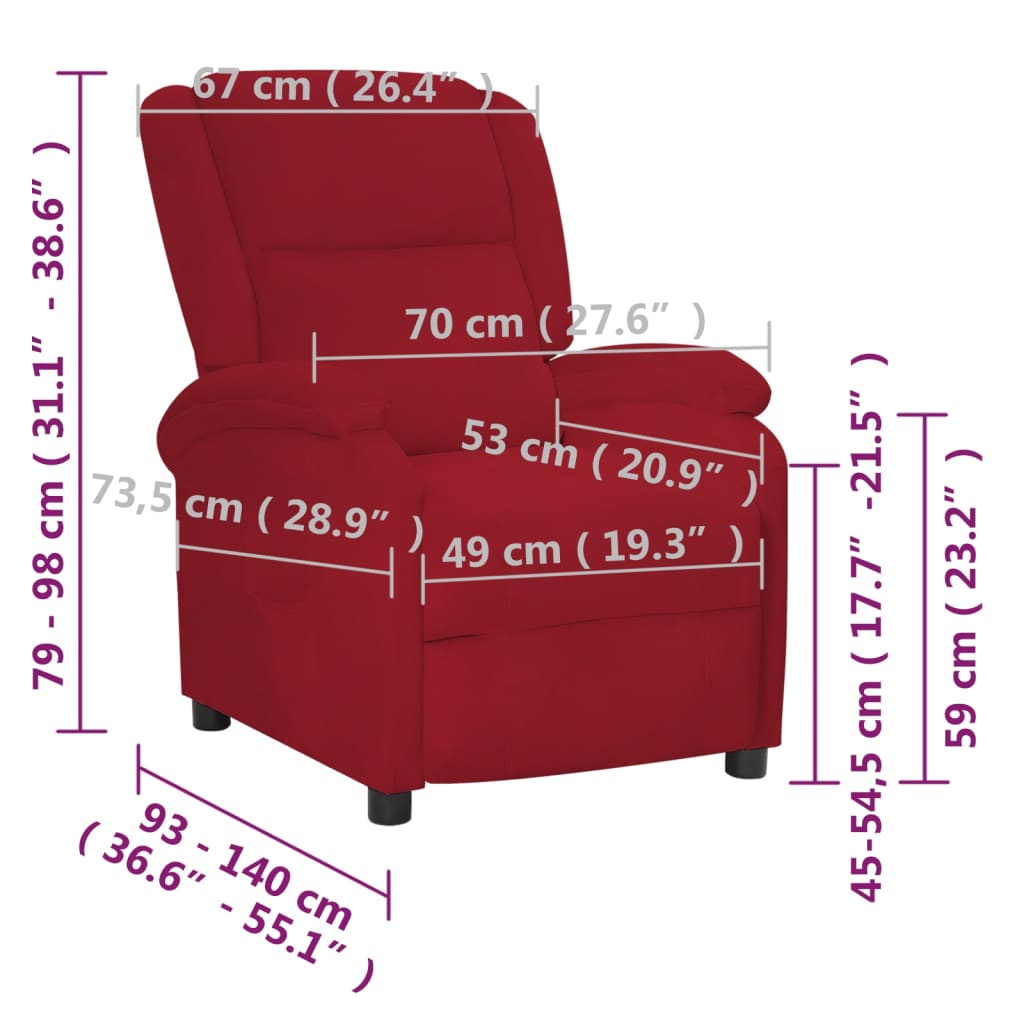 Bordó bársony dönthető fotel