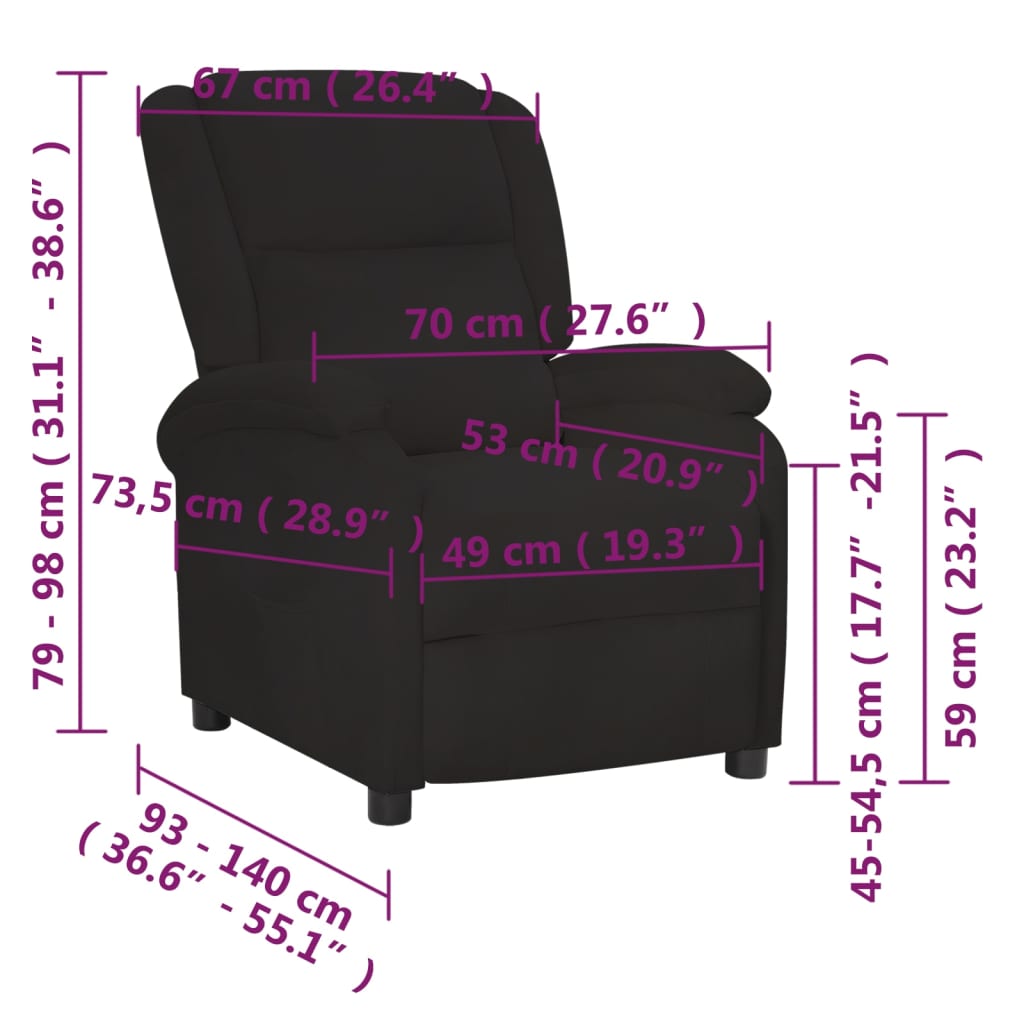 Fekete bársony dönthető fotel