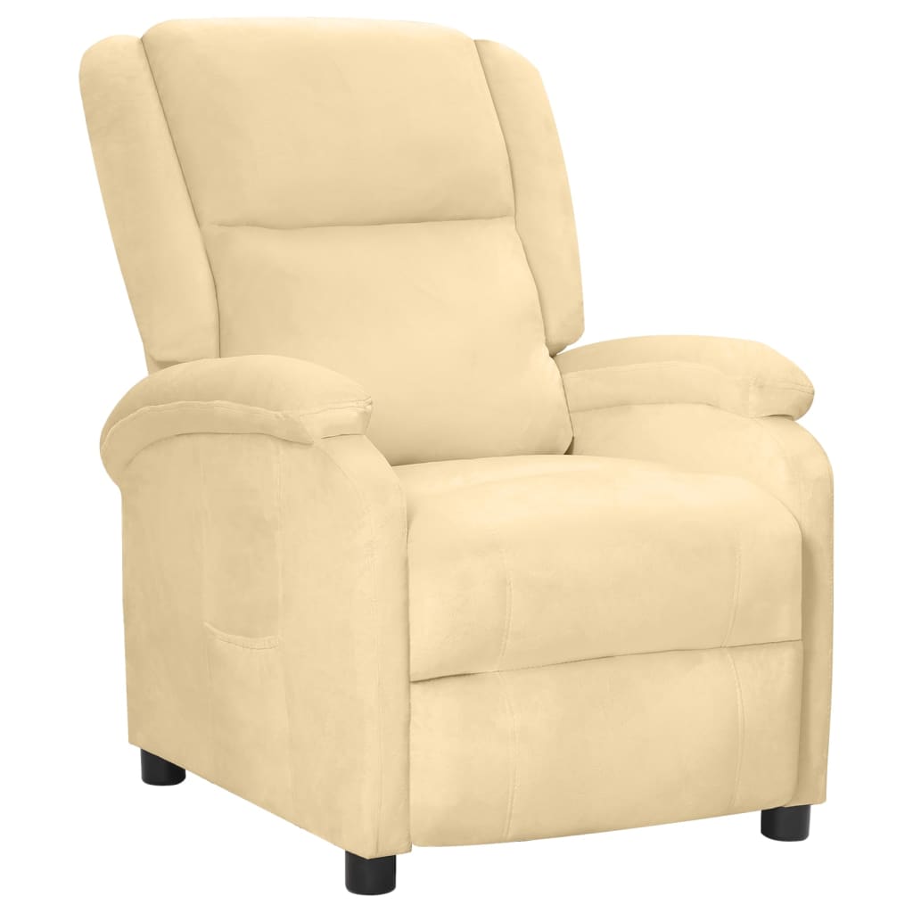 Krémszínű bársony dönthető fotel