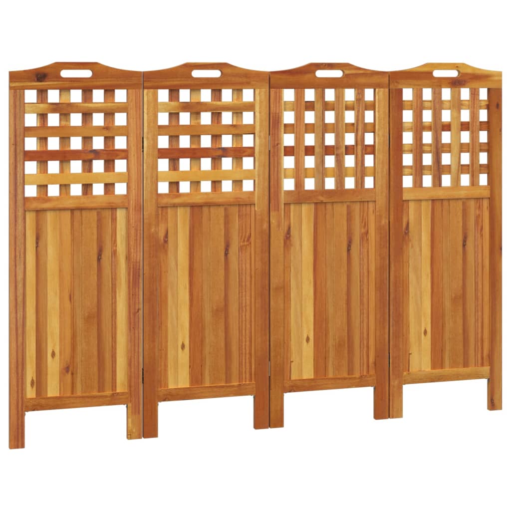 4 paneles tömör akácfa térelválasztó 162x2x115 cm