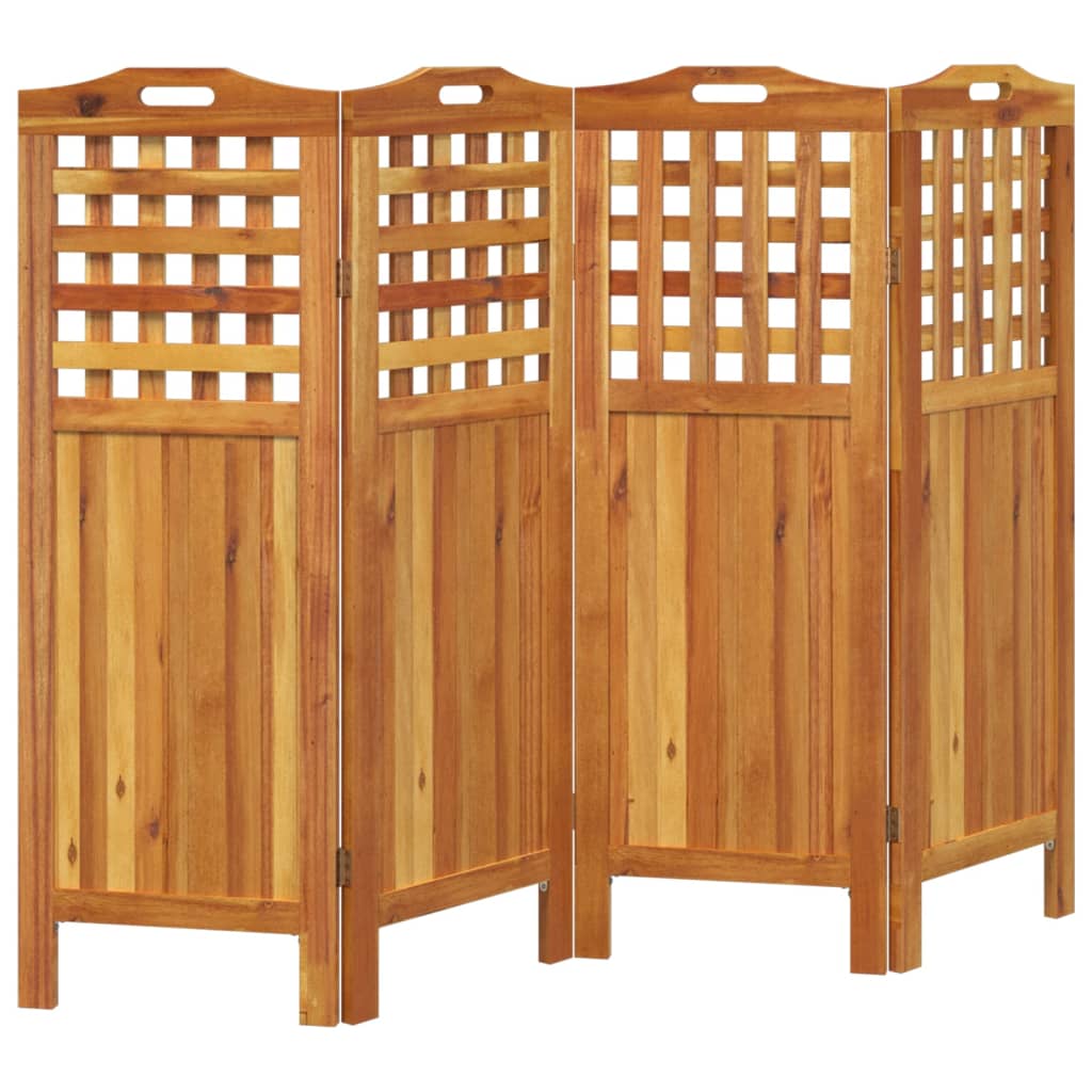 4 paneles tömör akácfa térelválasztó 162x2x115 cm