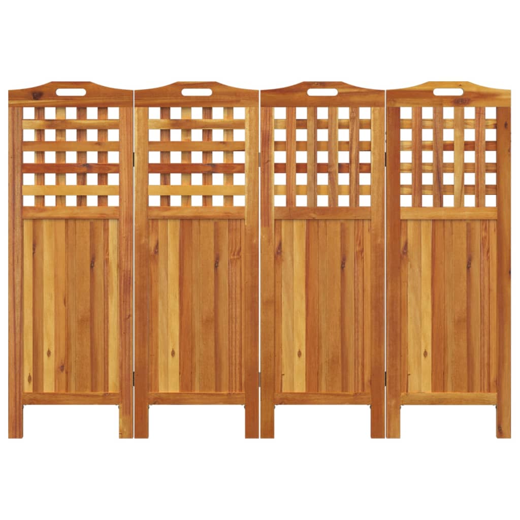 4 paneles tömör akácfa térelválasztó 162x2x115 cm