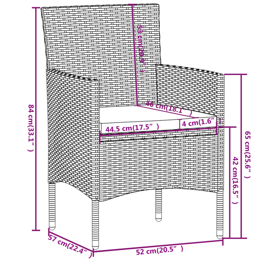 3 részes szürke polyrattan kerti étkezőgarnitúra