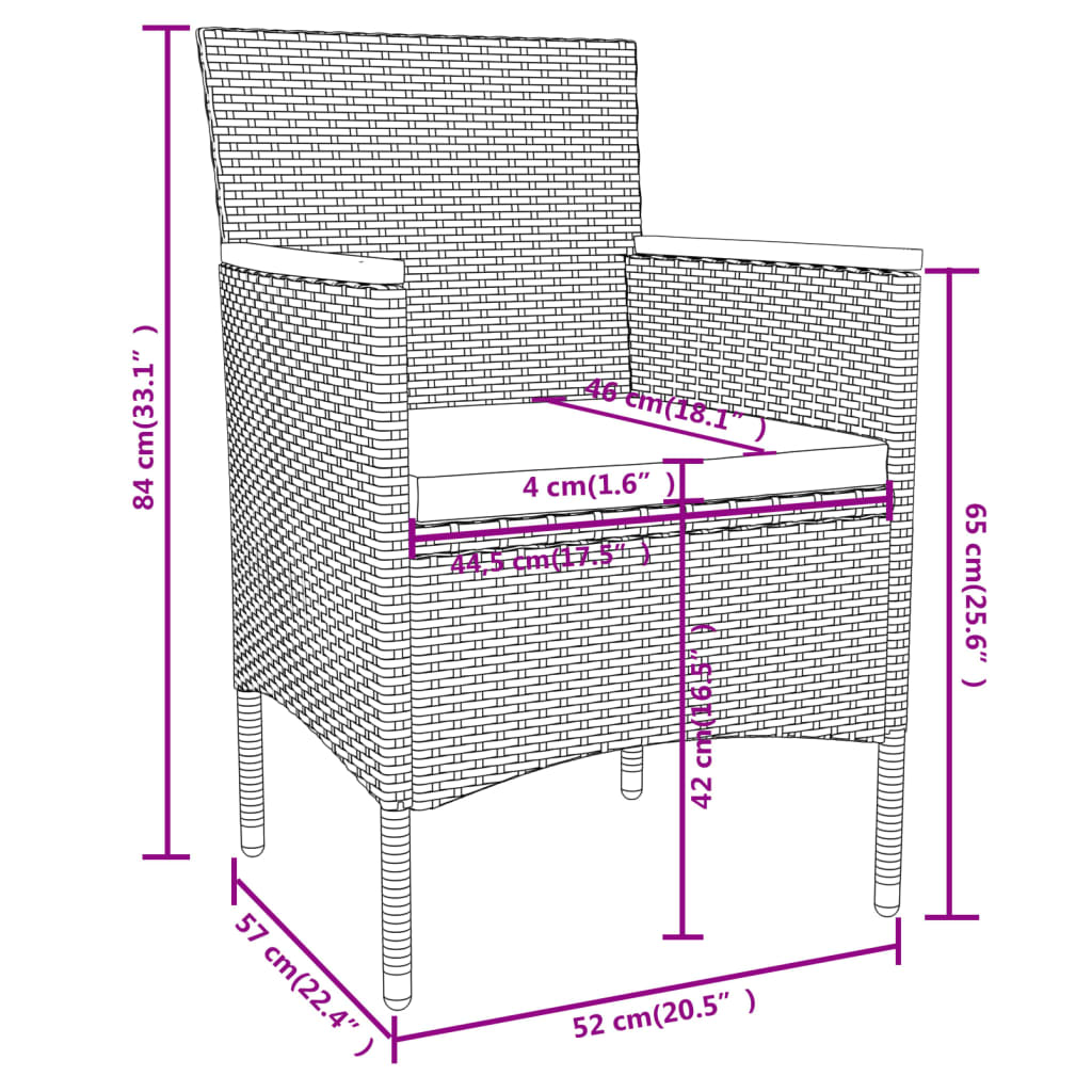 3 részes szürke polyrattan kerti étkezőgarnitúra