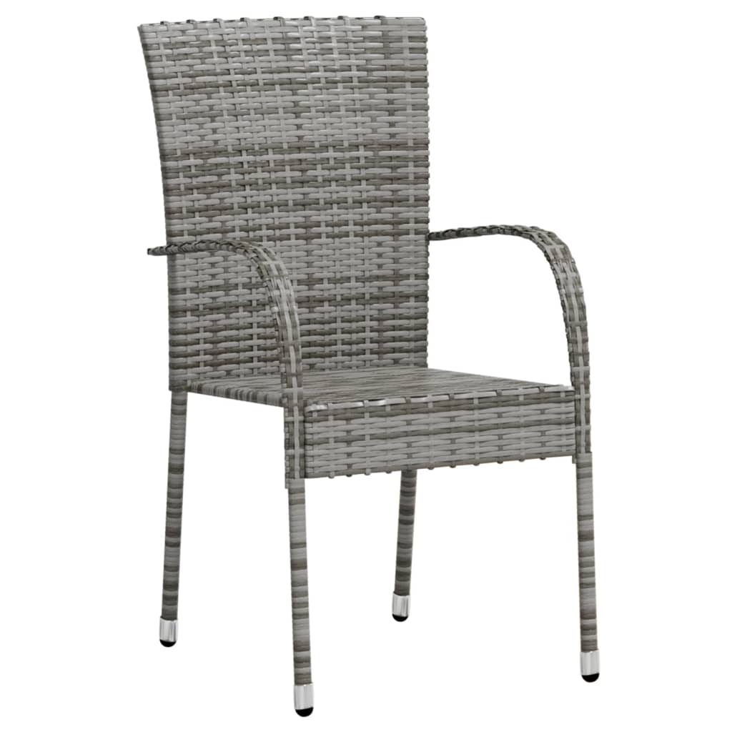 3 részes szürke polyrattan kerti étkezőgarnitúra