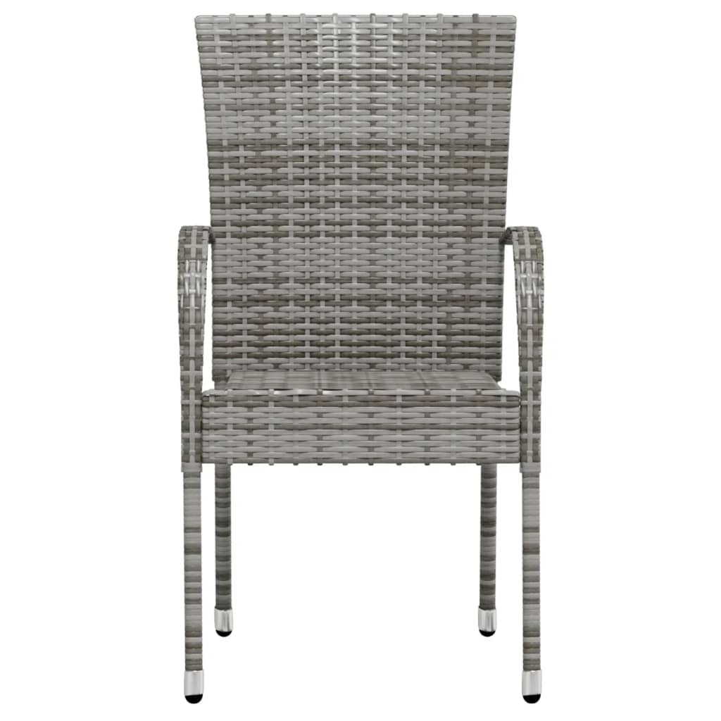 3 részes szürke polyrattan kerti étkezőgarnitúra