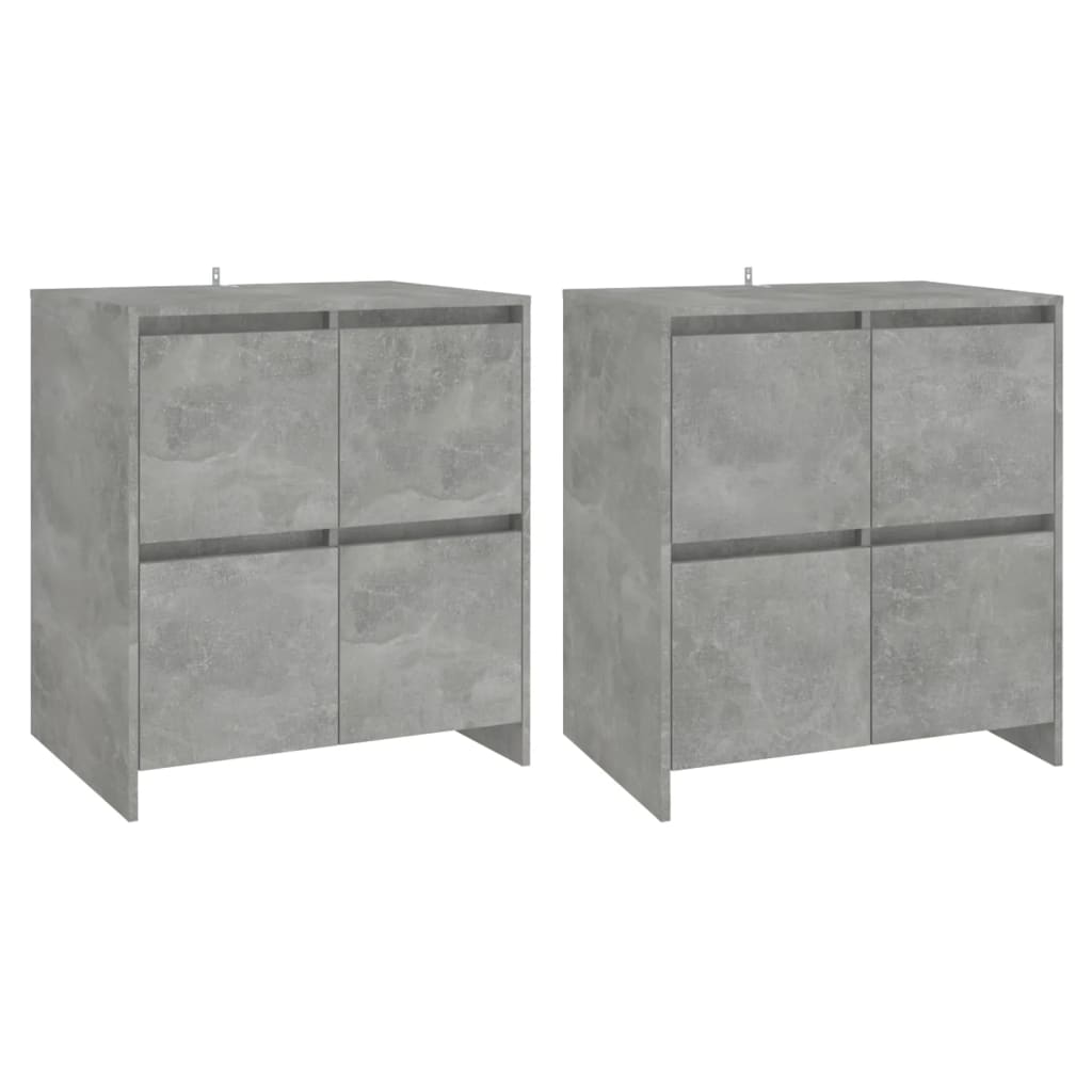 2 db betonszürke forgácslap tálalószekrény 70 x 41 x 75 cm