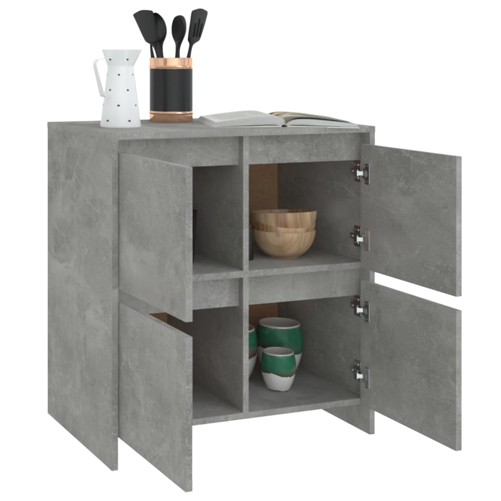 2 db betonszürke forgácslap tálalószekrény 70 x 41 x 75 cm