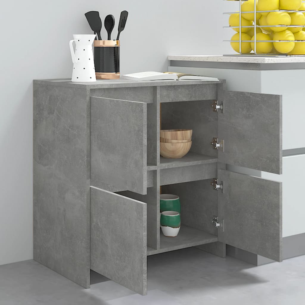 2 db betonszürke forgácslap tálalószekrény 70 x 41 x 75 cm