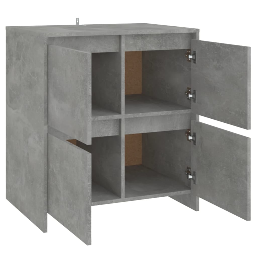 2 db betonszürke forgácslap tálalószekrény 70 x 41 x 75 cm