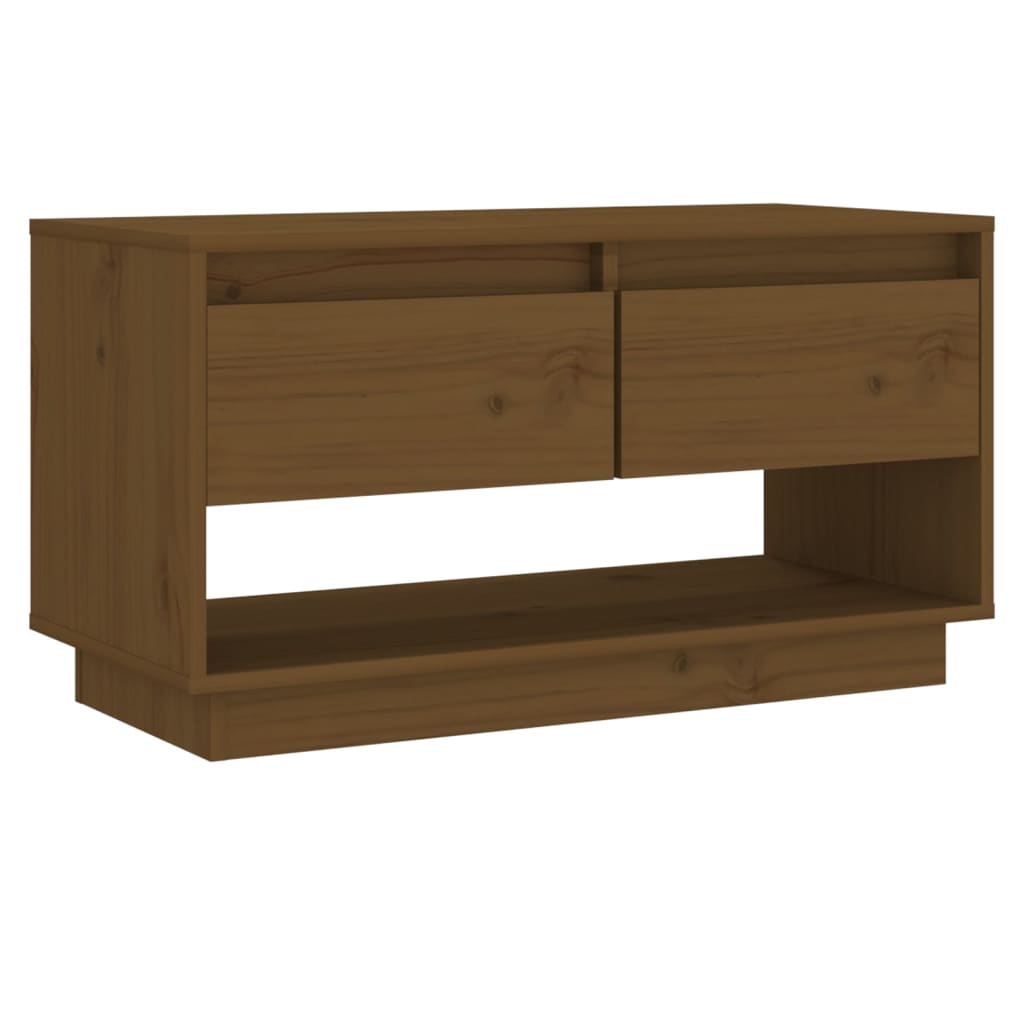 Mézbarna tömör fenyőfa tv-szekrény 74 x 34 x 40 cm Mézbarna tömör fenyőfa tv-szekrény 74 x 34 x 40 cm