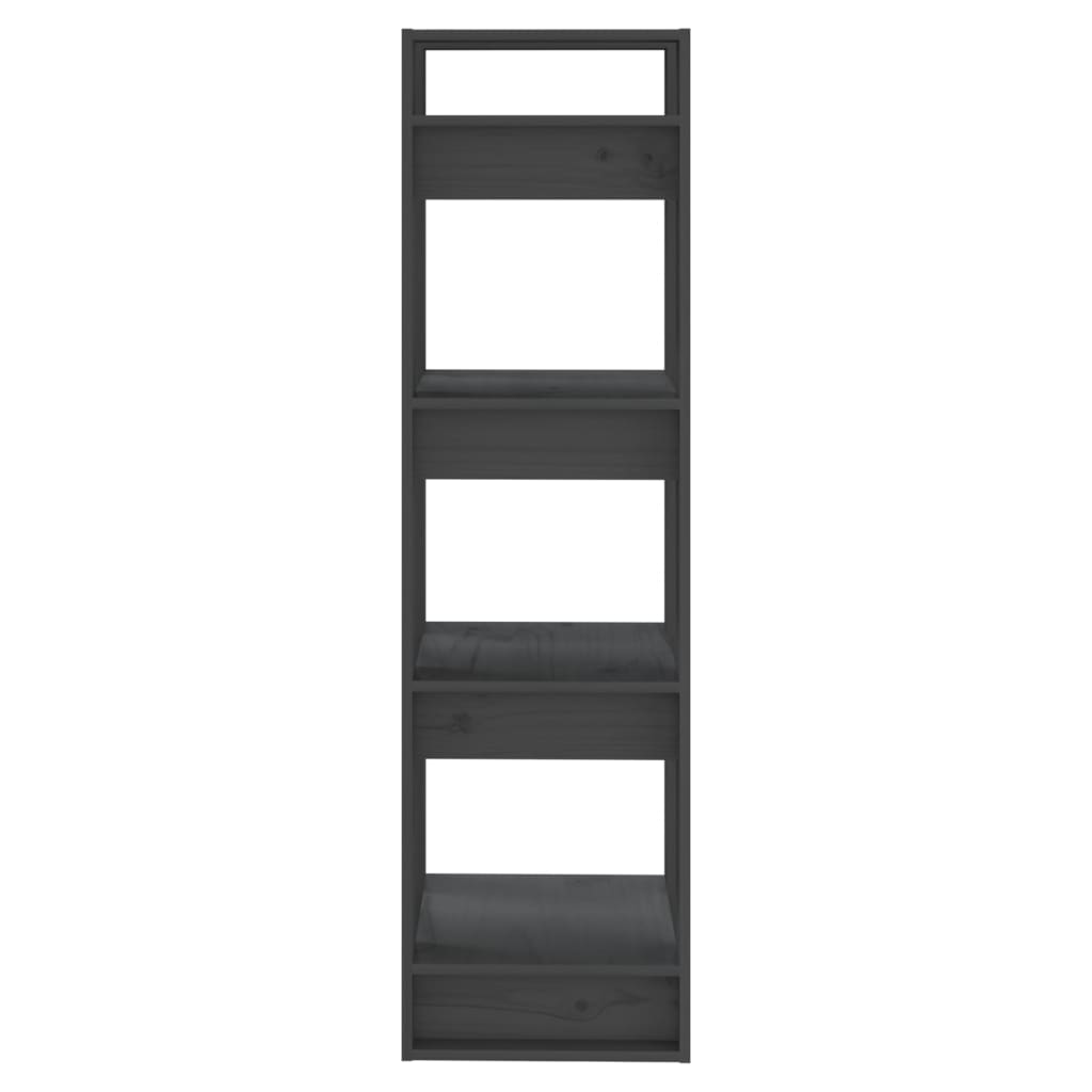 Szürke tömör fenyőfa könyvszekrény/térelválasztó 41x35x125 cm