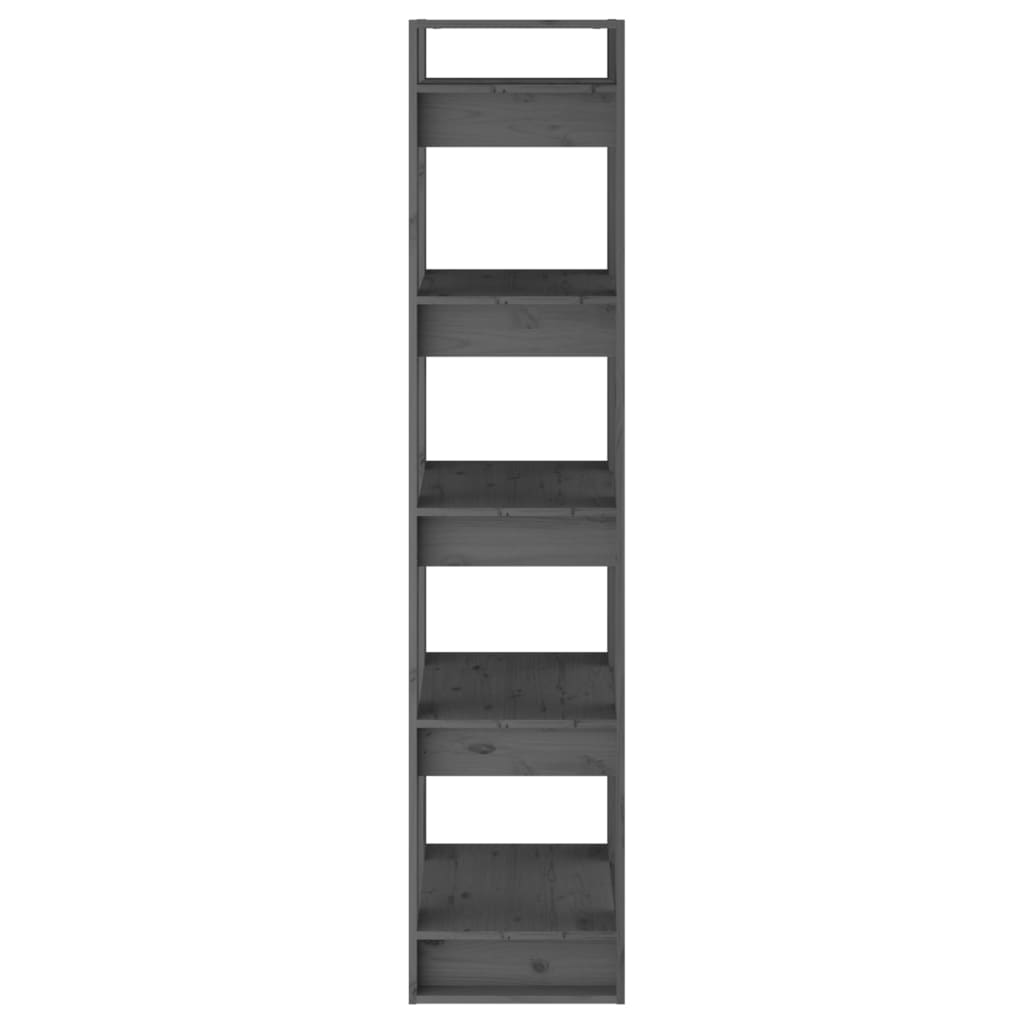 Szürke tömör fenyőfa könyvszekrény/térelválasztó 41x35x160 cm