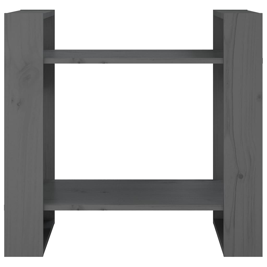 Szürke tömör fenyőfa könyvszekrény/térelválasztó 60x35x57 cm