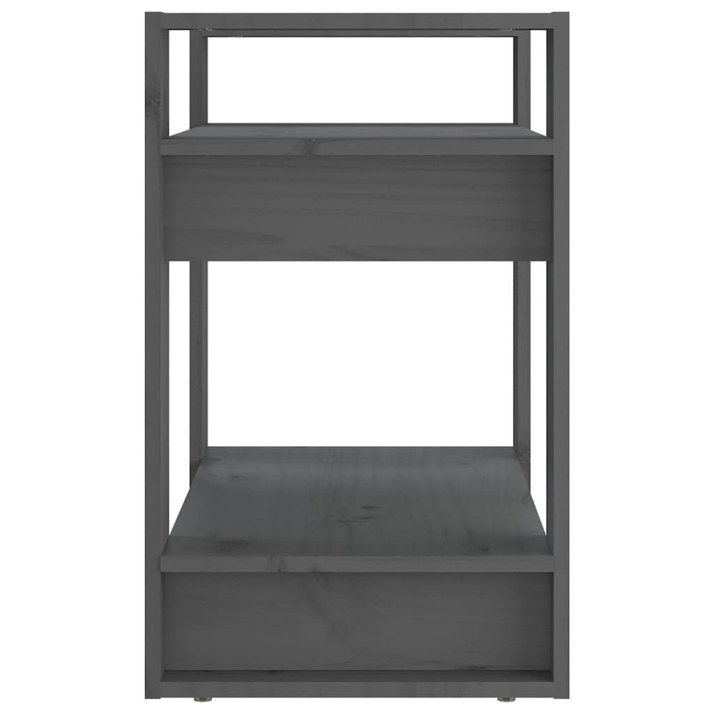 Szürke tömör fenyőfa könyvszekrény/térelválasztó 60x35x57 cm