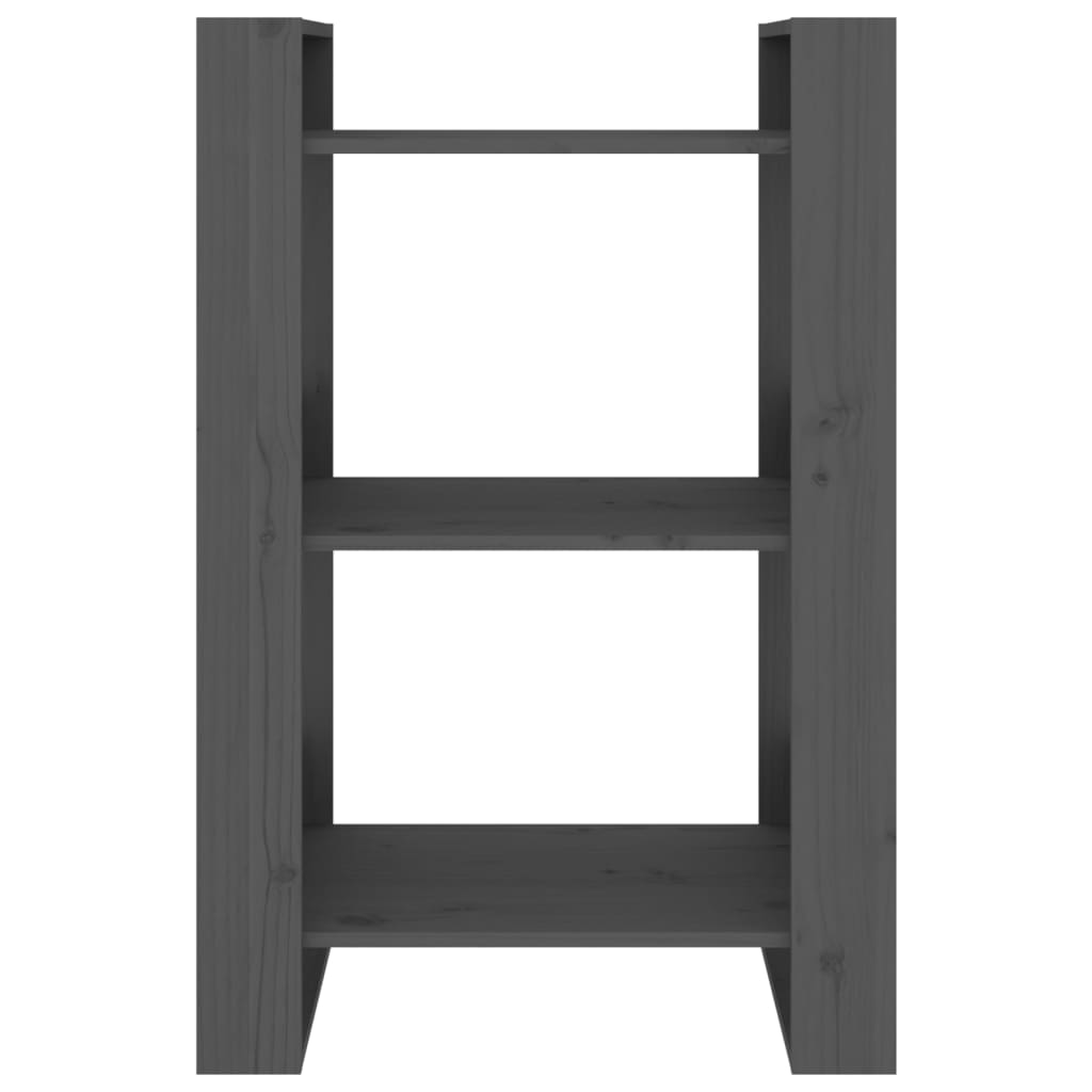 Szürke tömör fenyőfa könyvszekrény/térelválasztó 60x35x91 cm