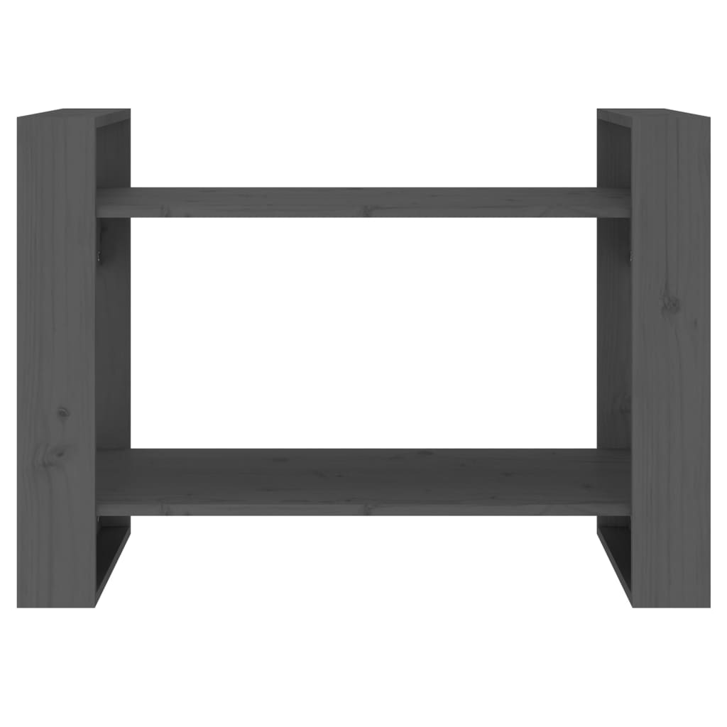 Szürke tömör fenyőfa könyvszekrény/térelválasztó 80x35x56,5 cm