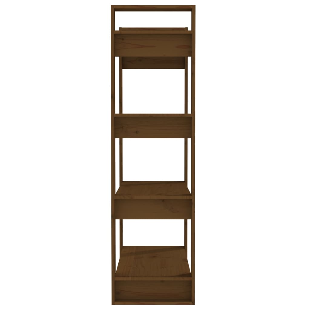 Mézbarna tömör fenyőfa könyvszekrény/térelválasztó 80x35x125 cm