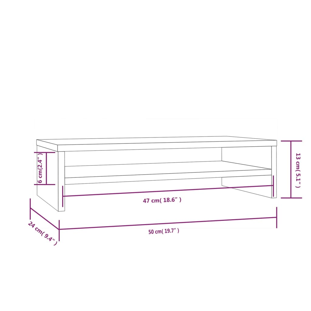 Tömör fenyőfa monitorállvány 50 x 24 x 13 cm Tömör fenyőfa monitorállvány 50 x 24 x 13 cm