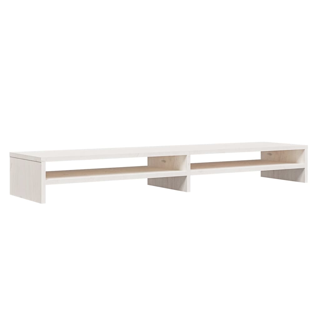 Fehér tömör fenyőfa monitorállvány 100 x 24 x 13 cm