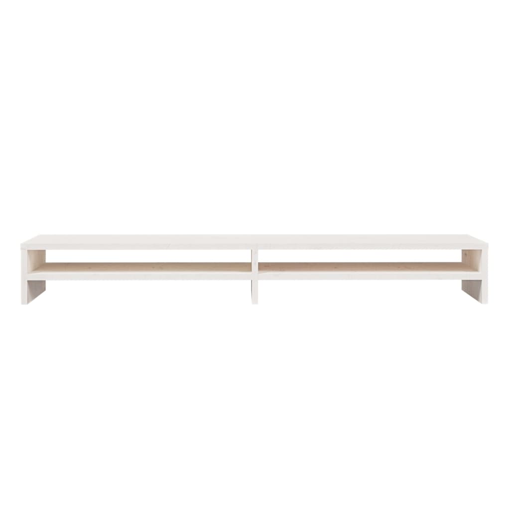 Fehér tömör fenyőfa monitorállvány 100 x 24 x 13 cm