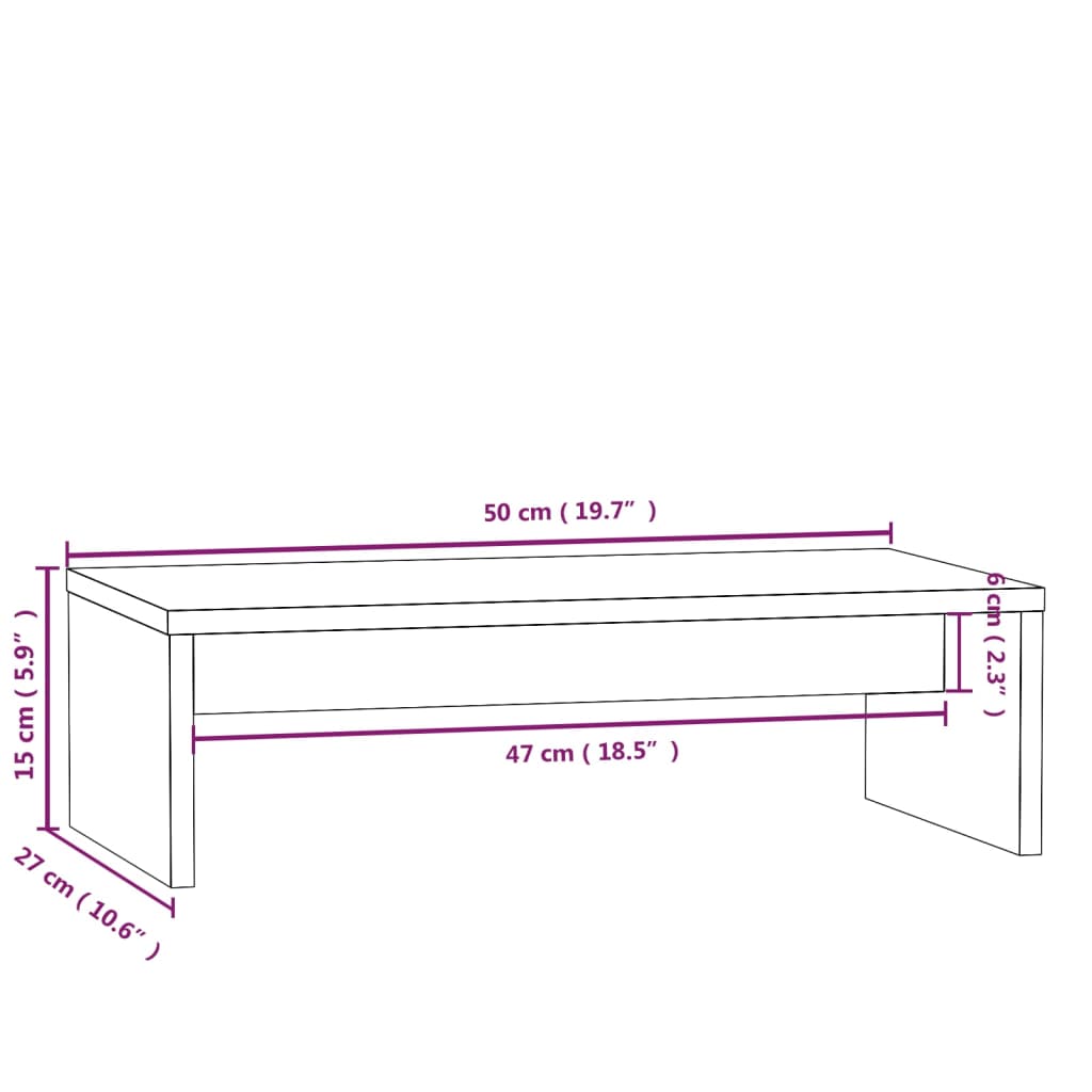 Tömör fenyőfa monitorállvány 50x27x15 cm Tömör fenyőfa monitorállvány 50x27x15 cm