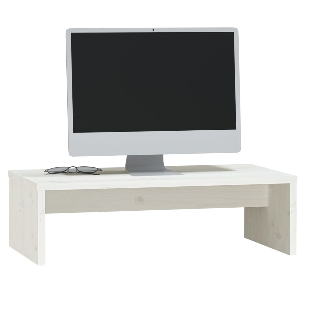 Fehér tömör fenyőfa monitorállvány 50 x 27 x 15 cm Fehér tömör fenyőfa monitorállvány 50 x 27 x 15 cm
