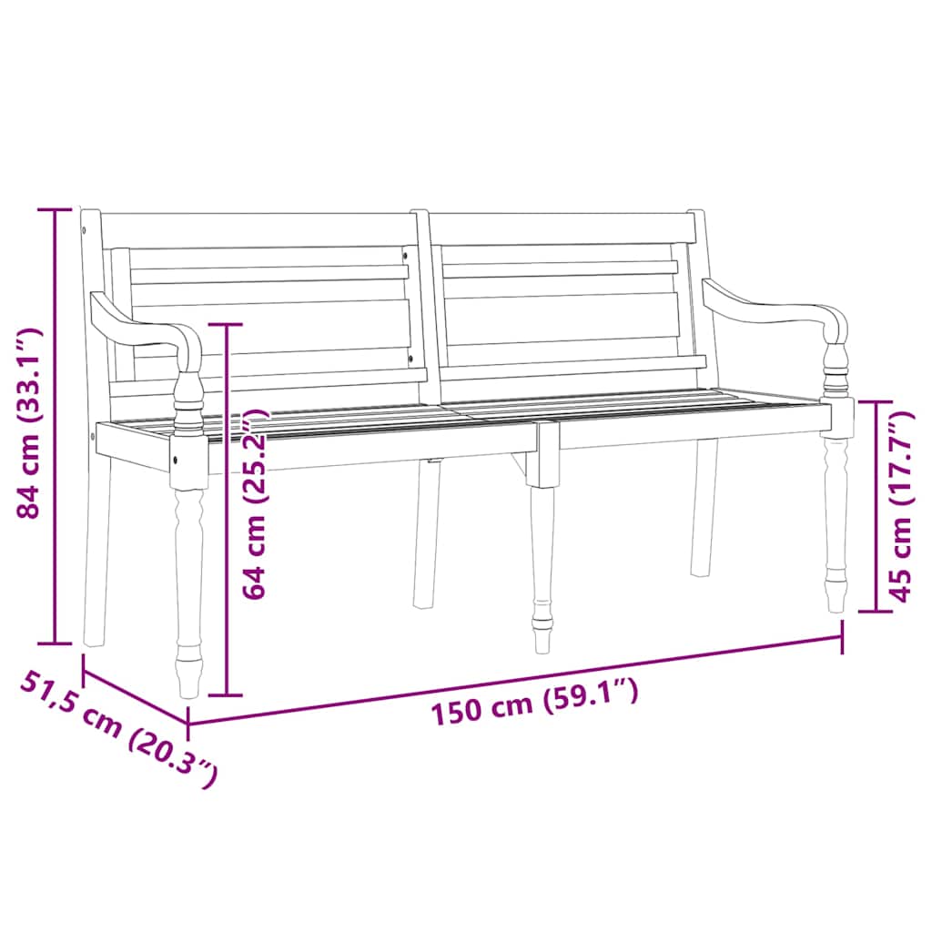 Tömör tíkfa batavia pad 150 cm