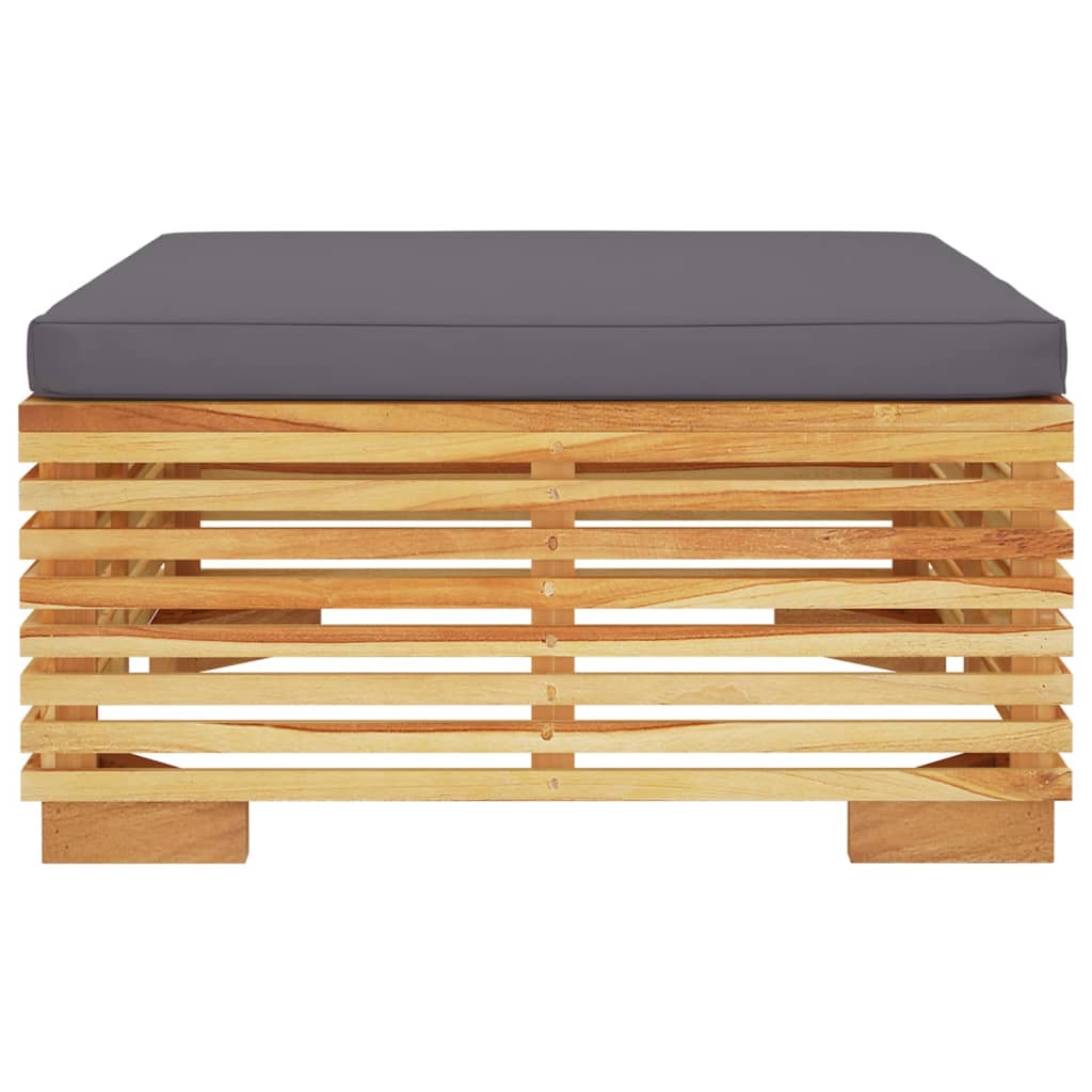 Tömör tíkfa kerti lábtartó sötétszürke párnával