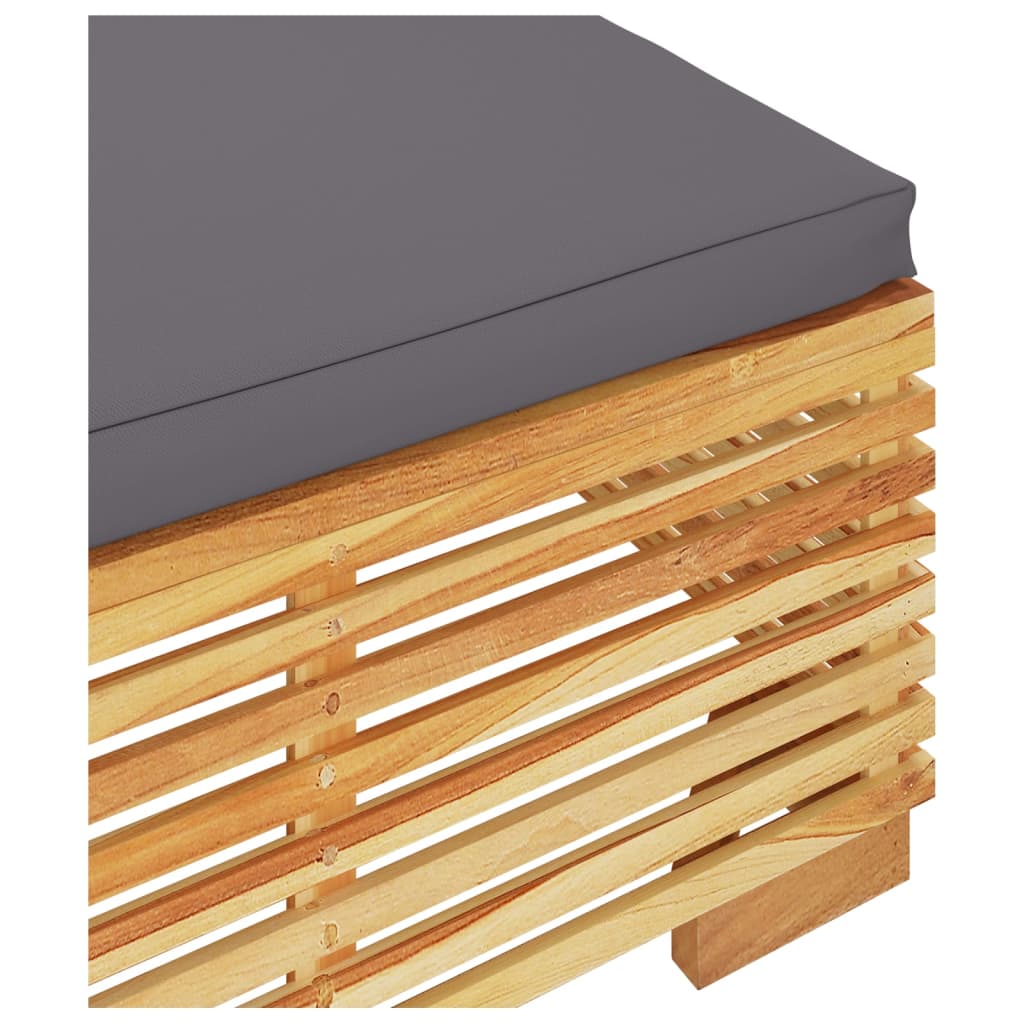 Tömör tíkfa kerti lábtartó sötétszürke párnával