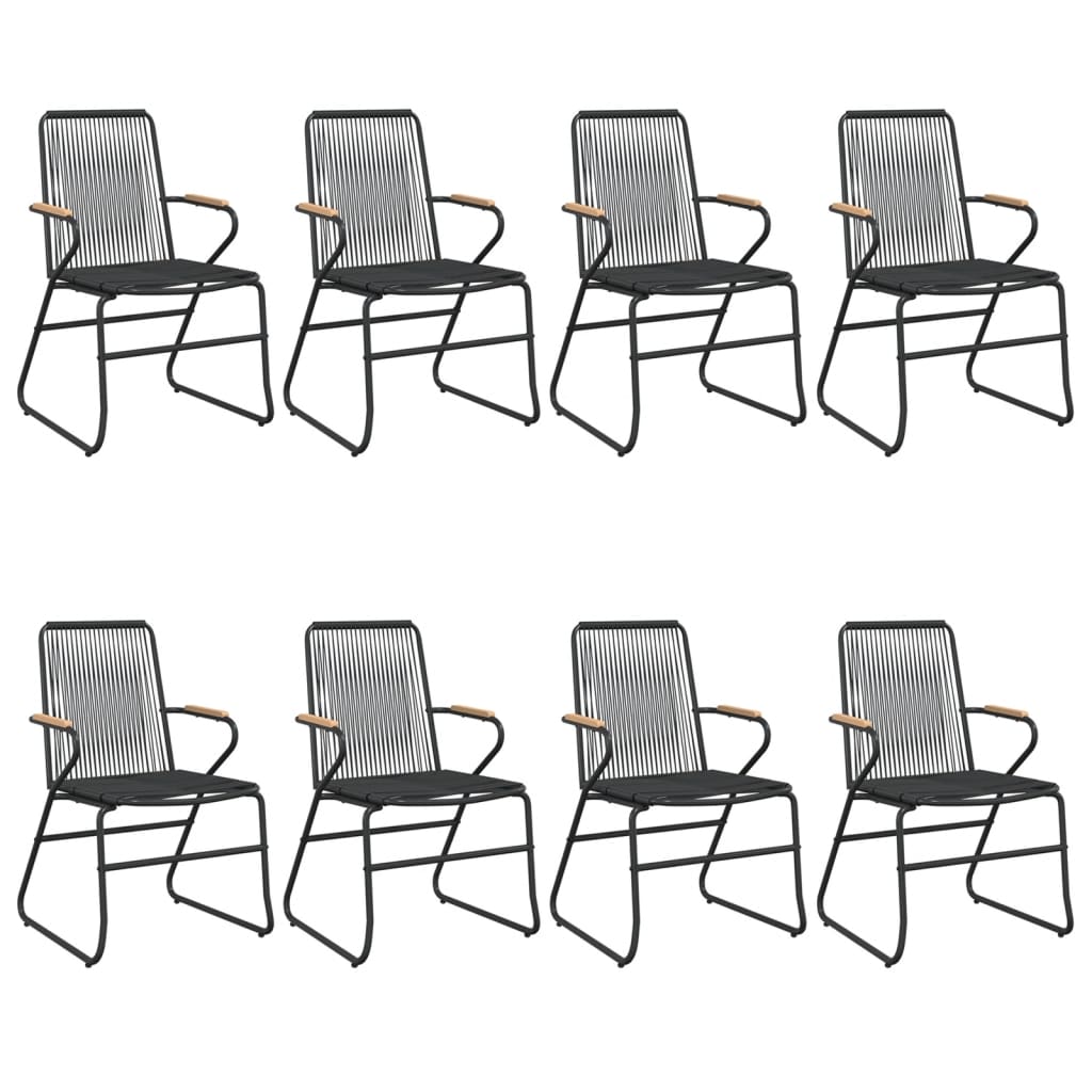 9 részes fekete pvc rattan kerti étkezőgarnitúra