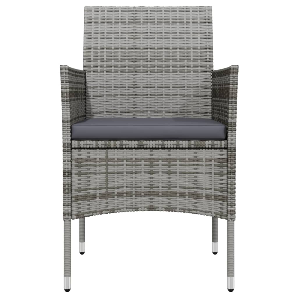 7 részes szürke és fekete kerti étkezőgarnitúra párnákkal