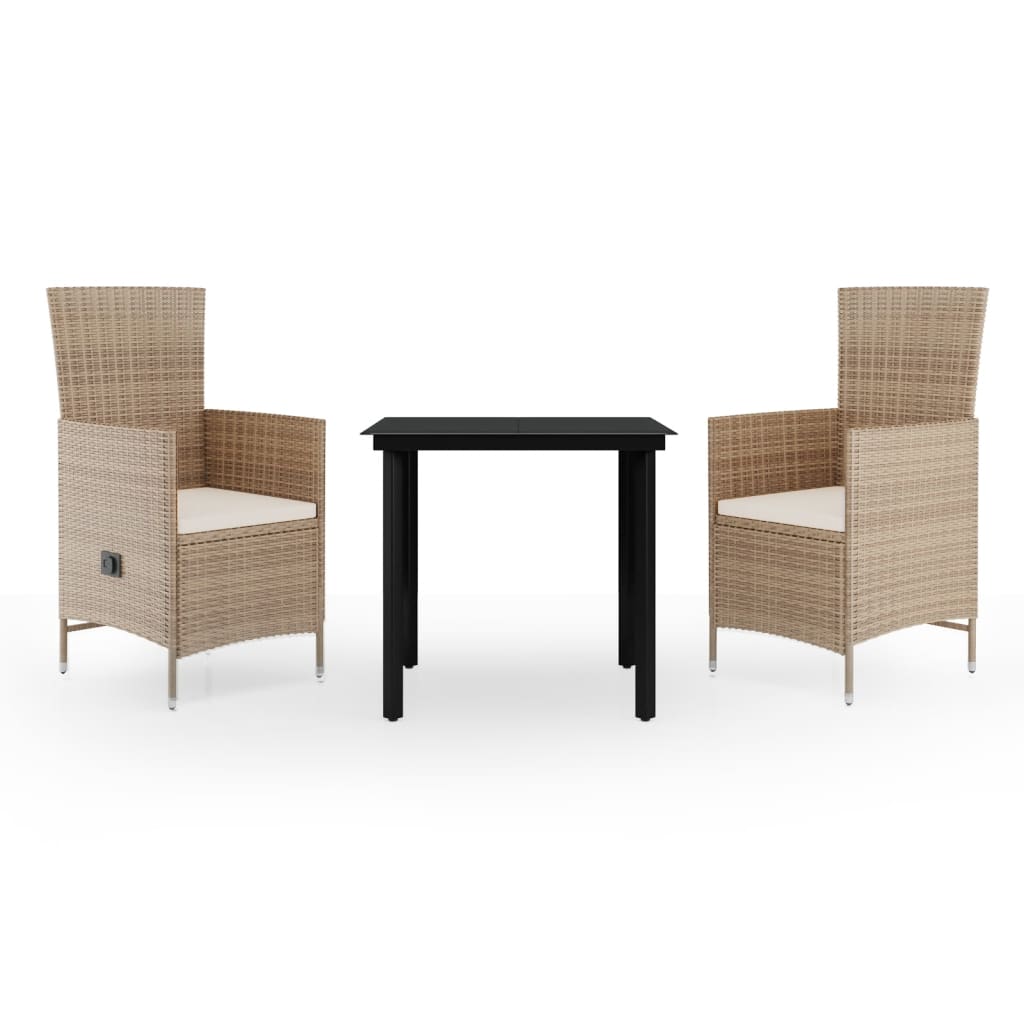 3 részes bézs kerti étkezőgarnitúra párnákkal