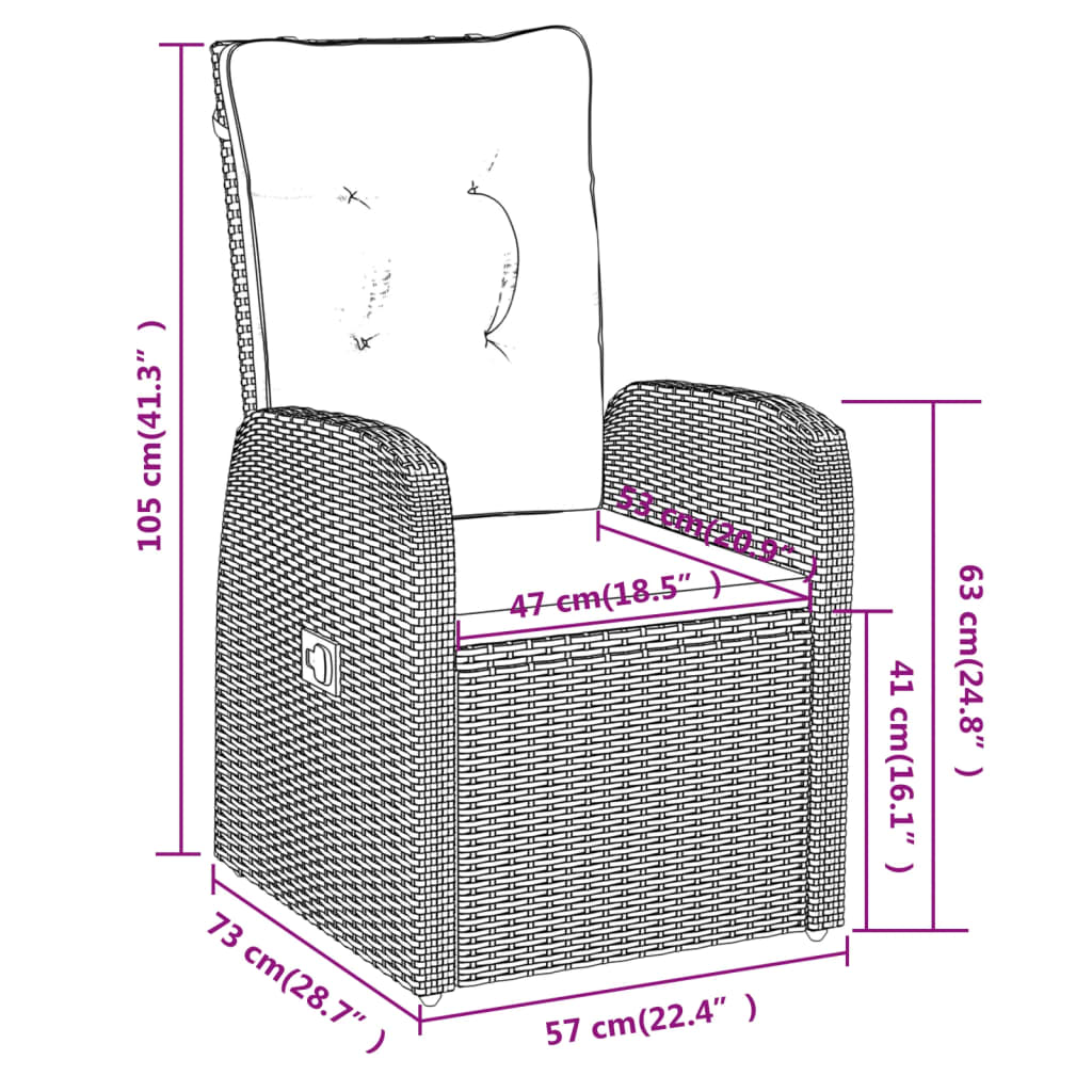 5 részes fekete kerti étkezőgarnitúra párnákkal