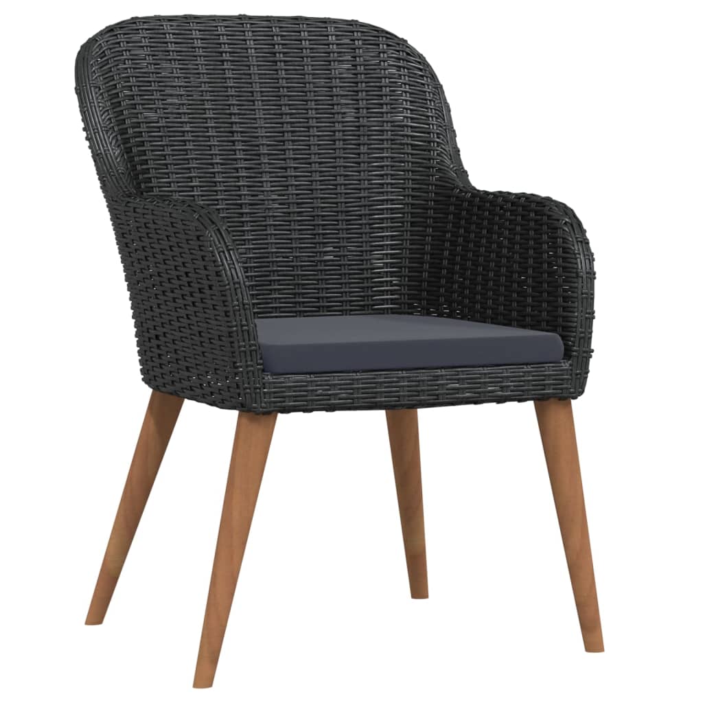 5 részes fekete kerti étkezőgarnitúra párnákkal