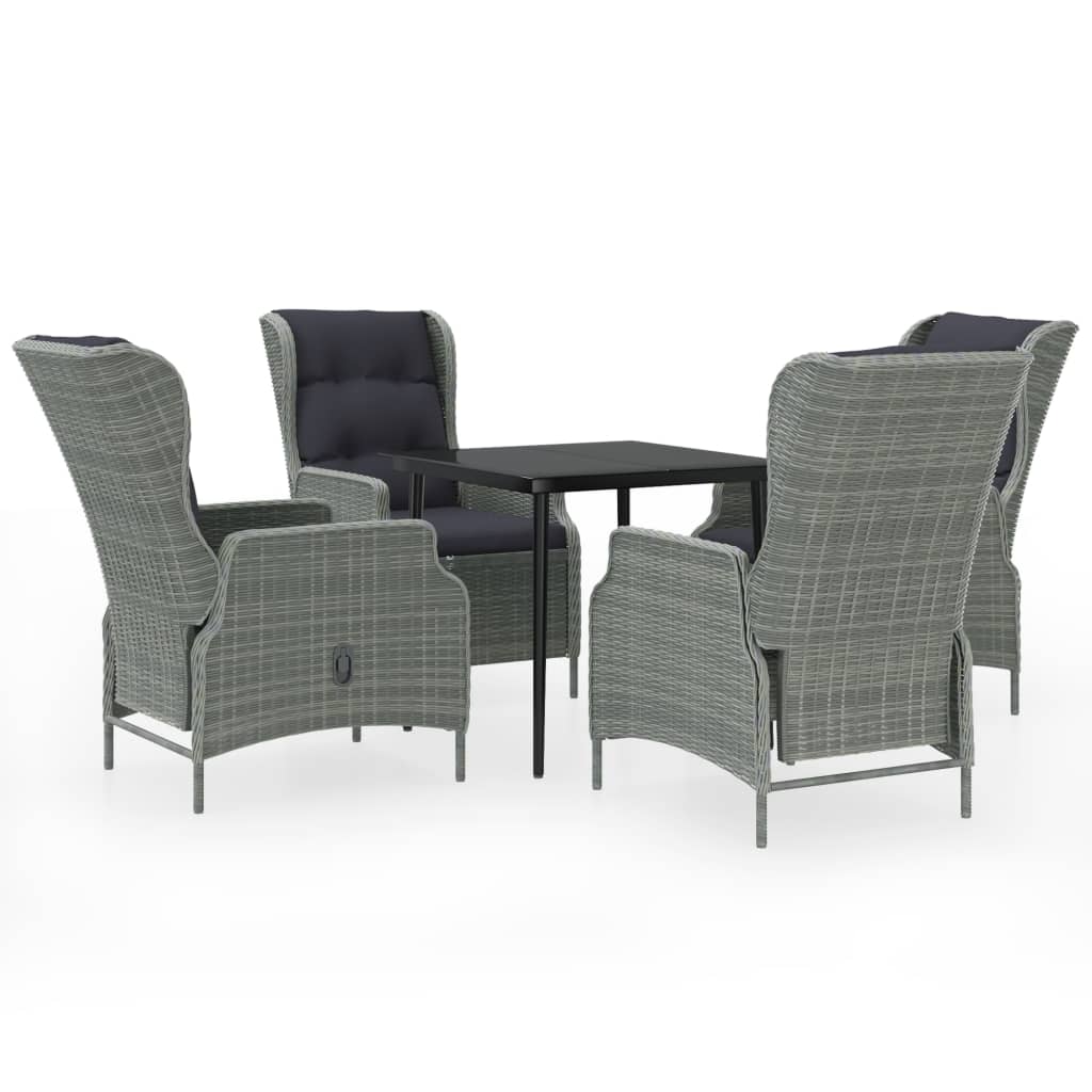 5 részes világosszürke kerti étkezőgarnitúra