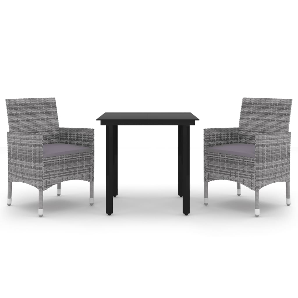 3 részes polyrattan és üveg kerti étkezőgarnitúra párnákkal