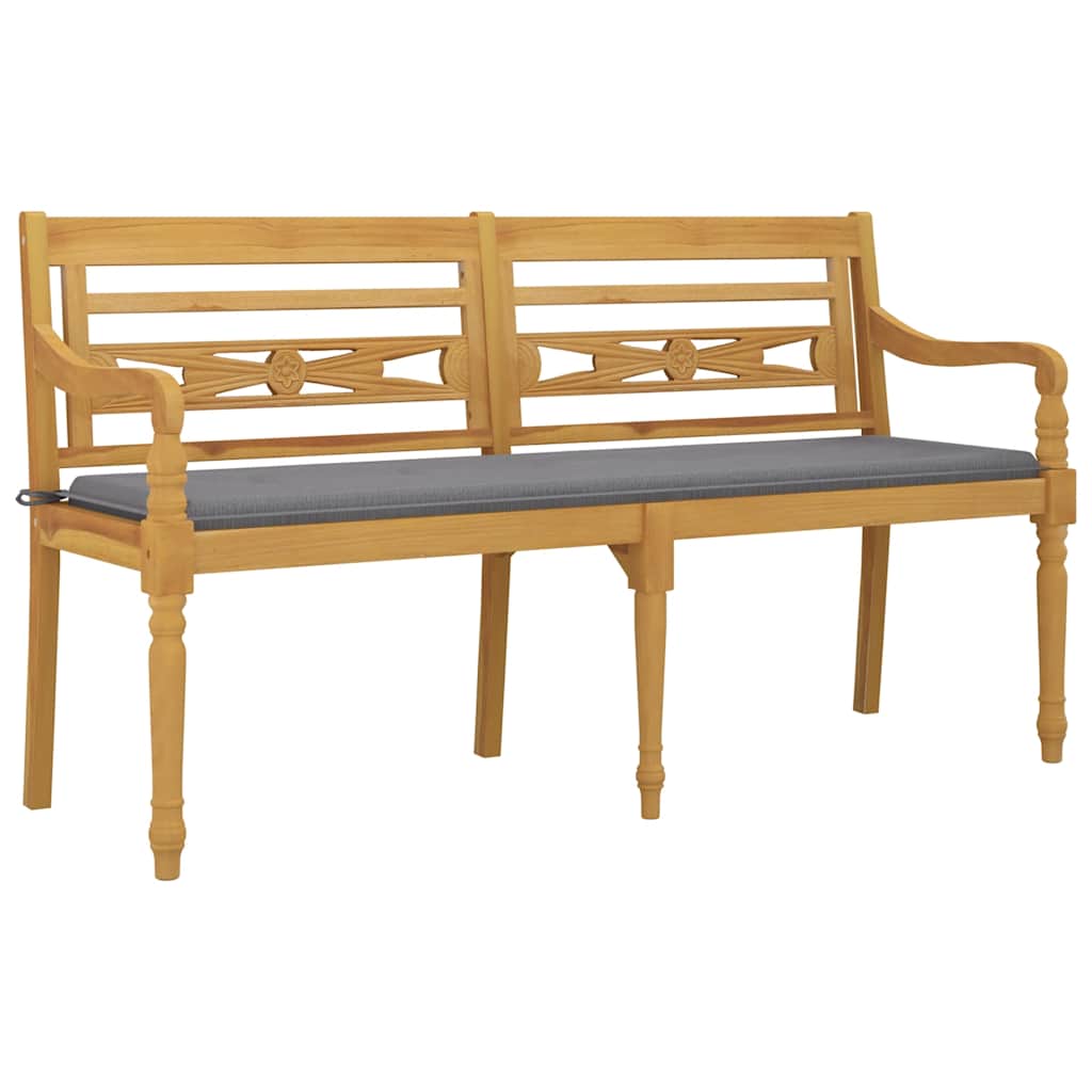 Tömör tíkfa batavia pad szürke párnával 150 cm