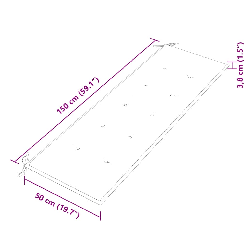 Tömör tíkfa batavia pad szürke párnával 150 cm