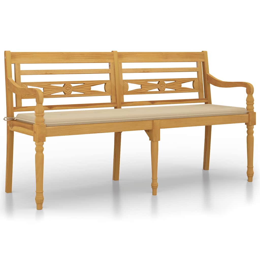 Tömör tíkfa batavia pad bézs párnával 150 cm