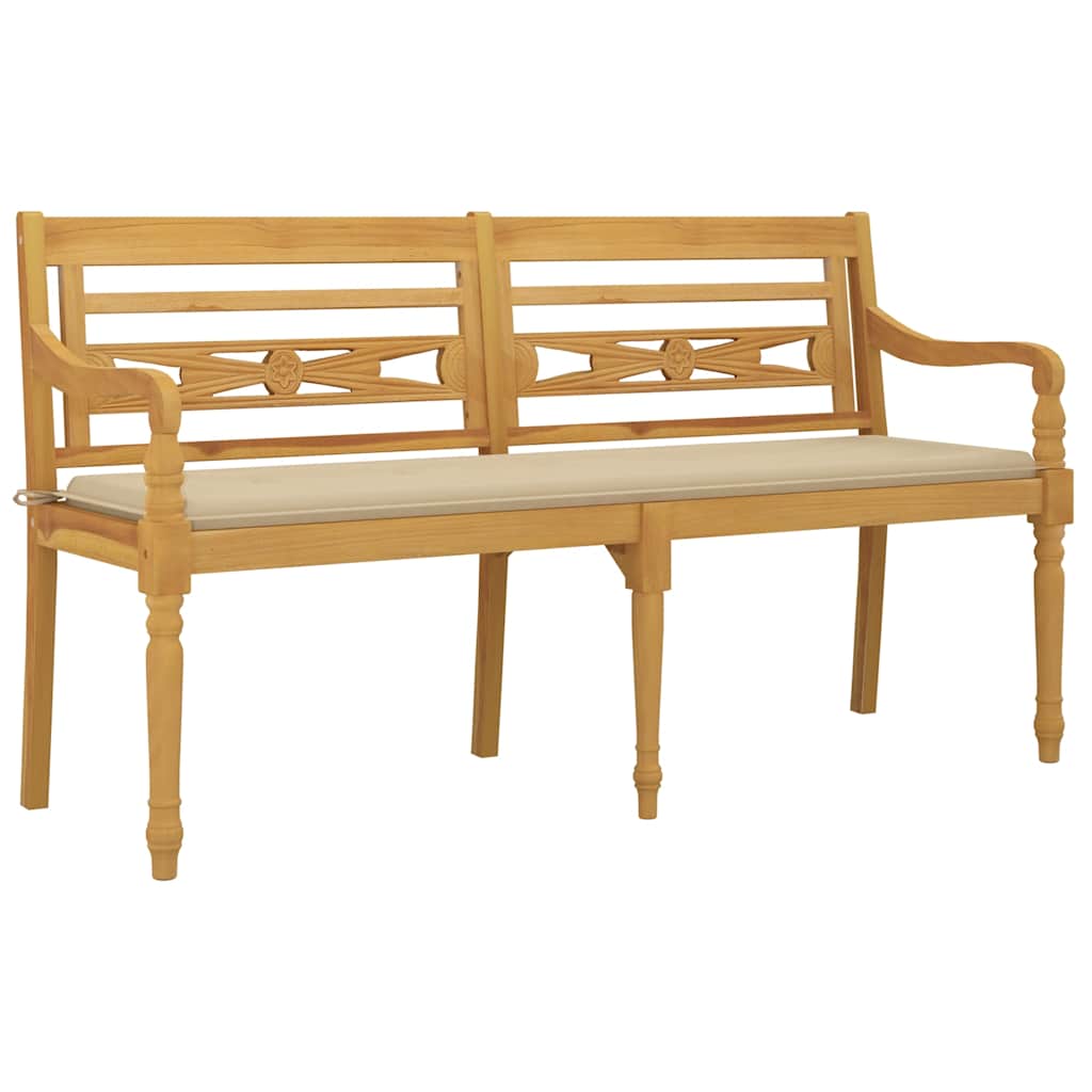 Tömör tíkfa batavia pad bézs párnával 150 cm