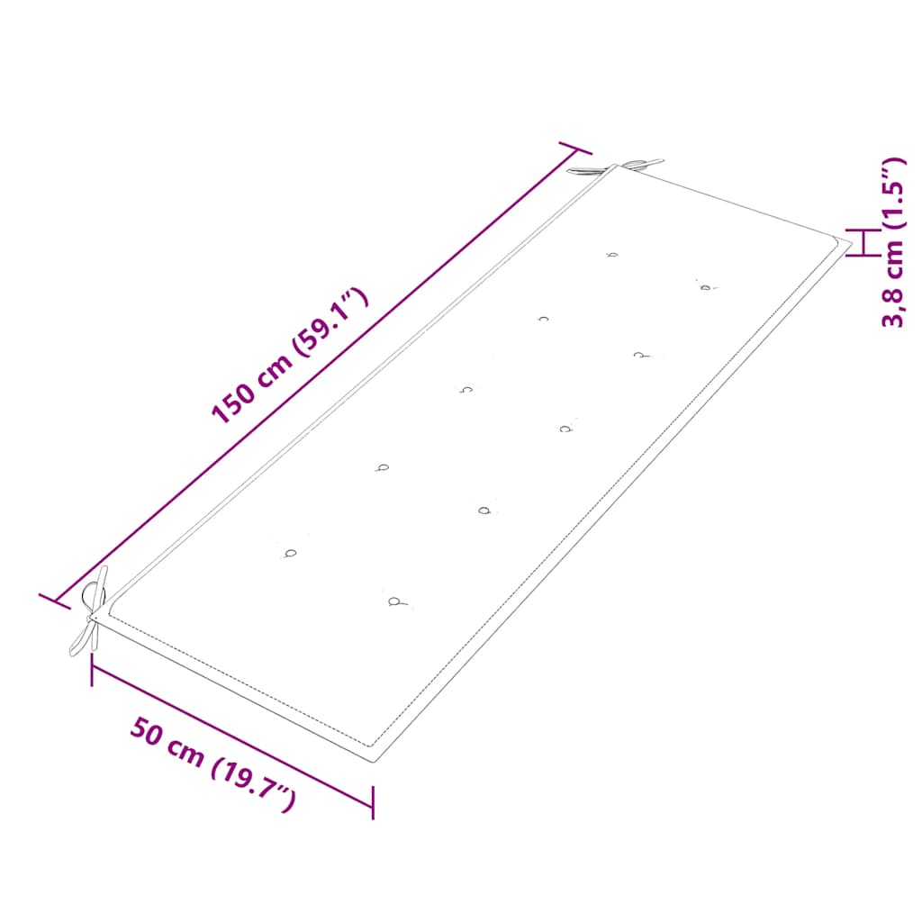 Tömör tíkfa batavia pad bézs párnával 150 cm