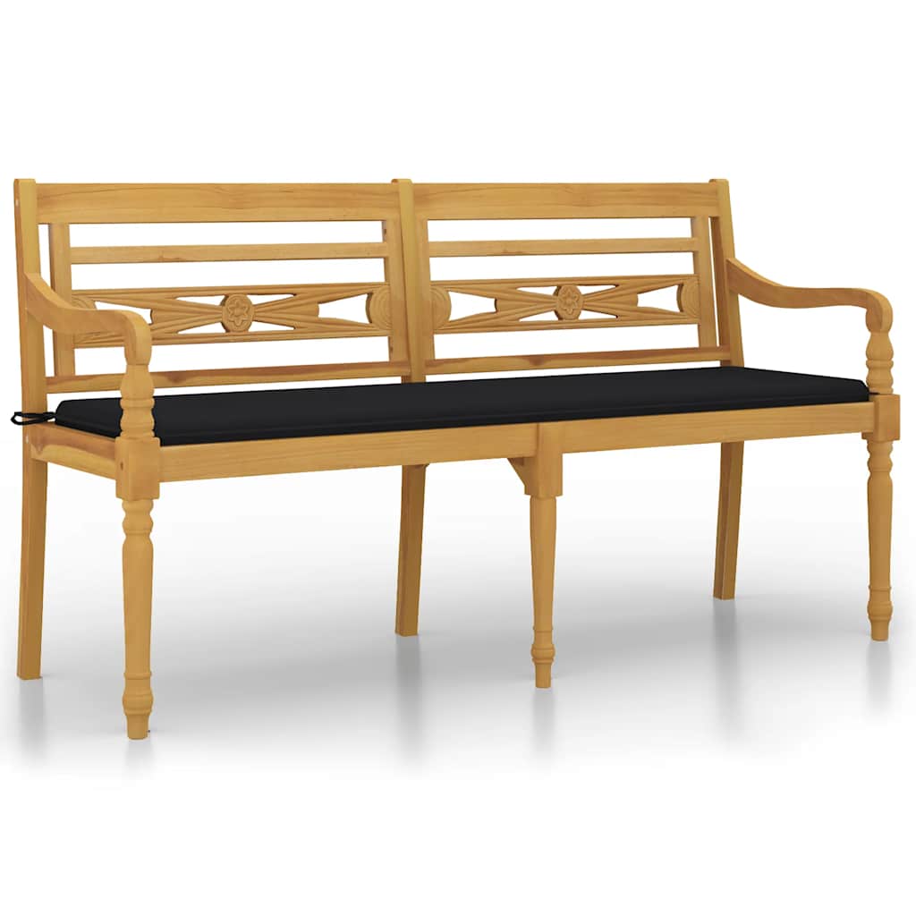 Tömör tíkfa batavia pad fekete párnával 150 cm