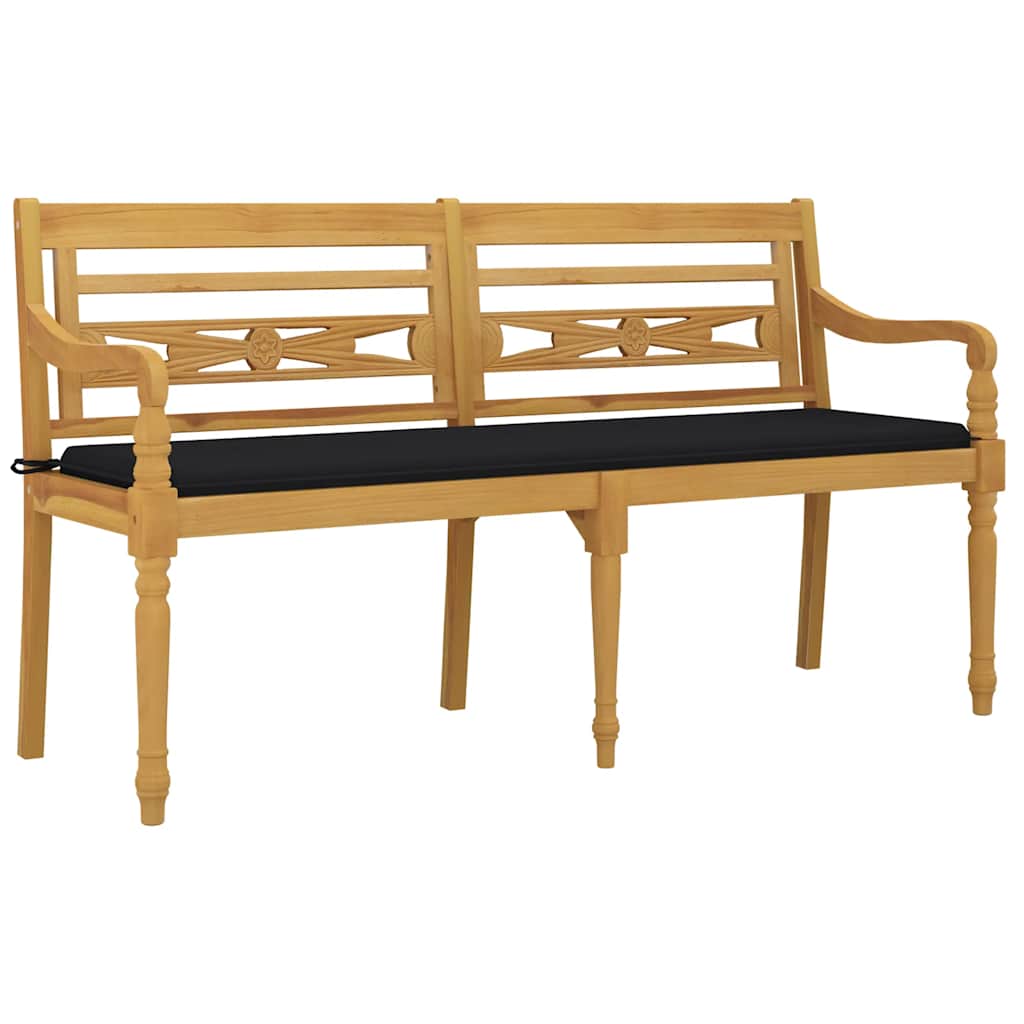 Tömör tíkfa batavia pad fekete párnával 150 cm