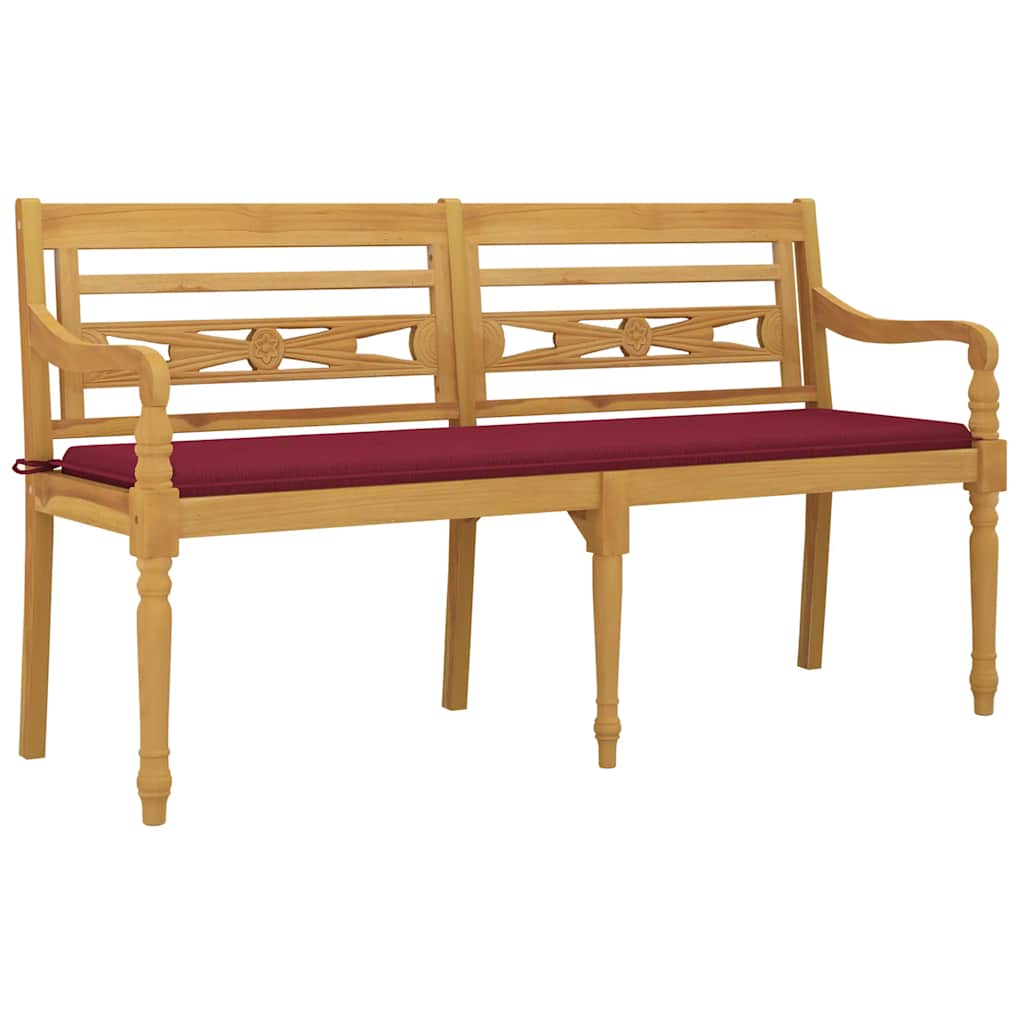 Tömör tíkfa batavia pad bordó párnával 150 cm