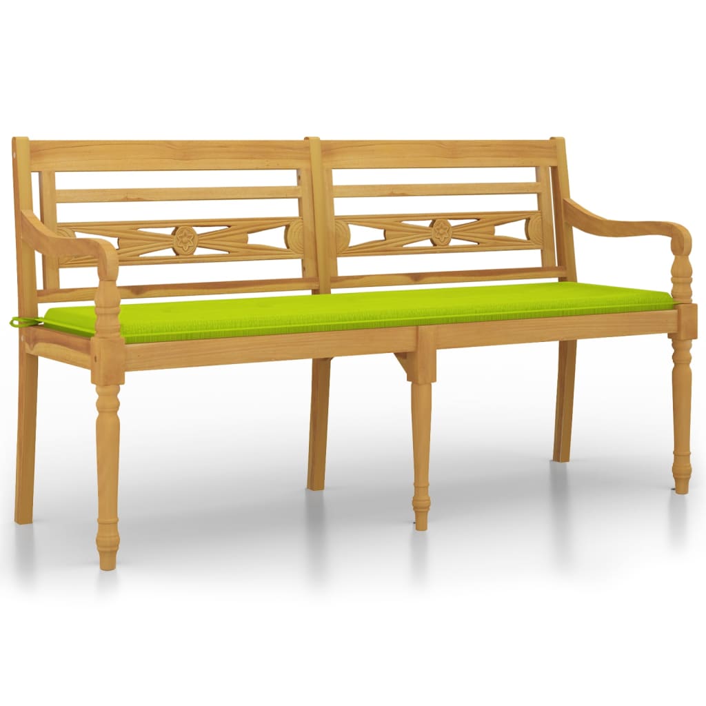 Tömör tíkfa batavia pad világoszöld párnával 150 cm